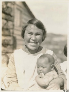 Image: Eskimo [Inuit] Mother and baby  [Elinora Terriak?]